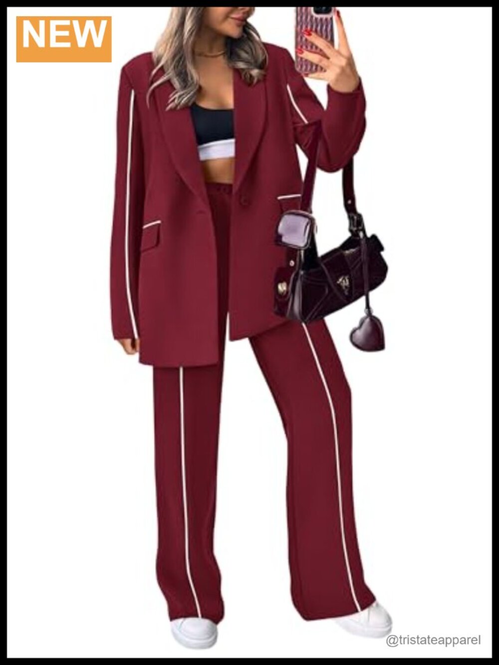 Women's 2 Piece Blazer Suit Set Business Casual Wide Leg Pantsuit